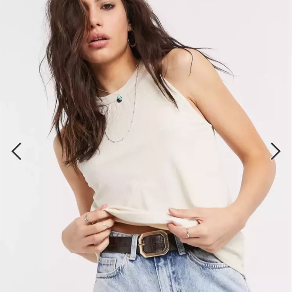 Object Tank Top with High Neck in Cream, Size XS